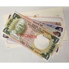 SIERRA LEONE 1978 . FIFTY 50 CENTS - FIVE 5 LEONE BANKNOTES . SPECIMEN